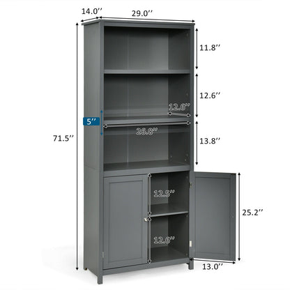 Estantería Librería Almacenamiento Mueble de Madera Unidad Exhibición con Puertas-Gris