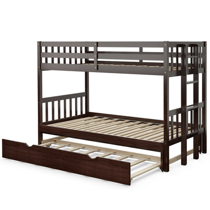 Literas dobles extraíbles con nido, escalera de madera - Espresso
