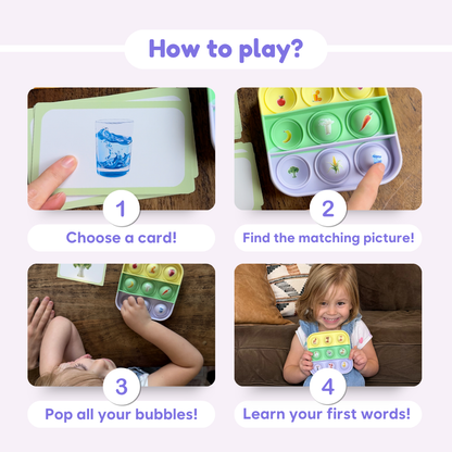 Popplers Farm & Food educational toy by The Fidget Games with colorful bubble-pop tray and cards on Tampa Home & Garden Store