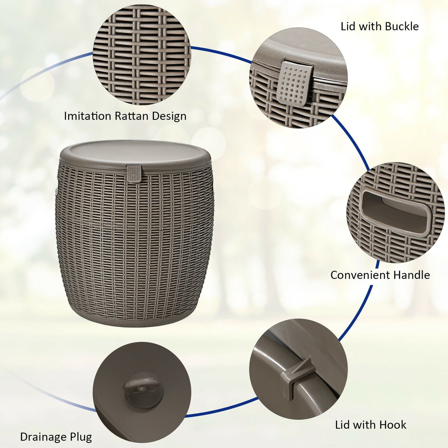 GemGear 9.5 Gal 4-in-1 patio rattan cooler table with imitation wicker weave on Tampa Home & Garden Store