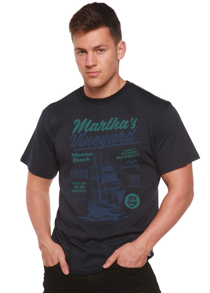 Martha's Vineyard men's graphic tee navy; bamboo viscose/organic cotton short sleeve by Spun Bamboo on Tampa Home & Garden Store