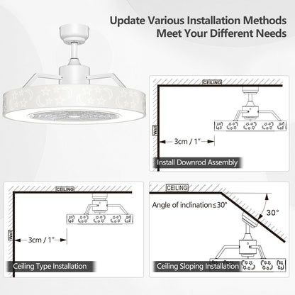 Ventilador de techo de 23 pulgadas con luz LED y control remoto - Blanco