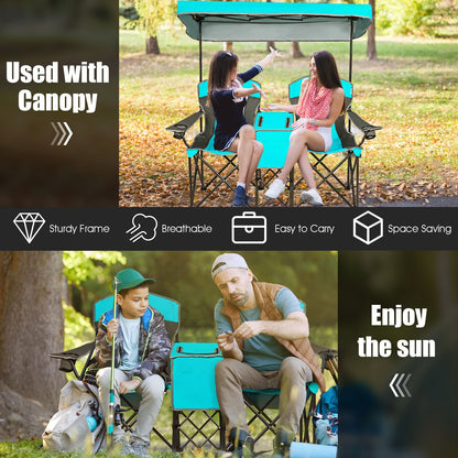 Portable folding camping canopy chairs with cup holders by GemGear, teal pair, sturdy frames on Tampa Home & Garden Store