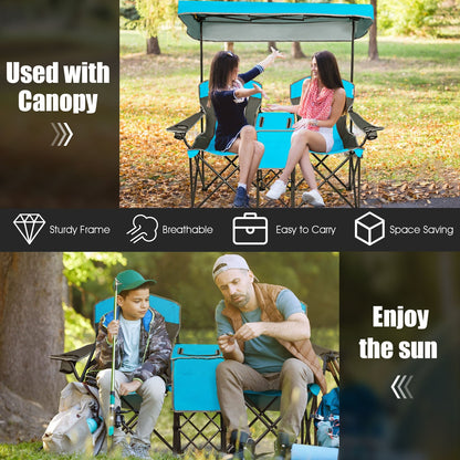 Portable folding camping canopy chairs with cup holder by GemGear, blue two-person set on Tampa Home & Garden Store