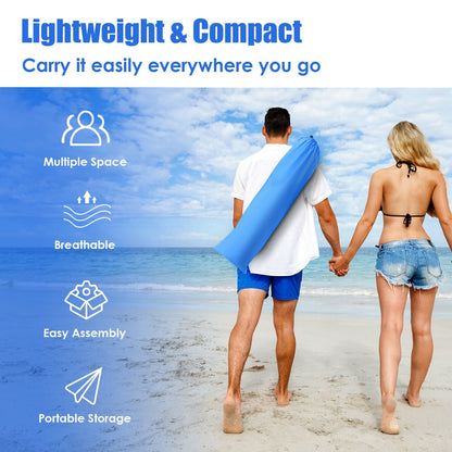 3-4 Person Easy Pop Up Beach Tent UPF 50+ Portable Sun Shelter blue carry bag shown on Tampa Home & Garden Store