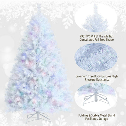 Árbol de Navidad artificial de oropel iridiscente de 1,8 m con 792 puntas de ramas