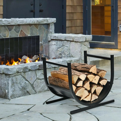 17 Inch U Shaped Firewood Rack Steel Outdoor Use