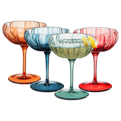 Muted Flower Coupe Glasses and a Set of Four