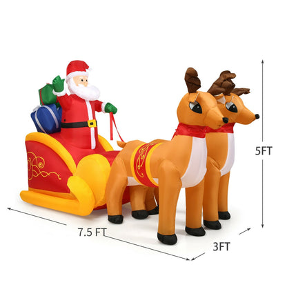 7.5 ft waterproof inflatable Santa with double reindeer and sleigh, DirectDeals, outdoor decor on Tampa Home & Garden Store