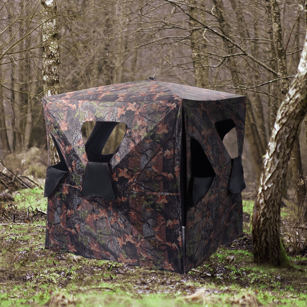Ground Hunting Blind Portable Deer Pop Up Camouflage Hunter with leaf woodland camo GemGear on Tampa Home & Garden Store
