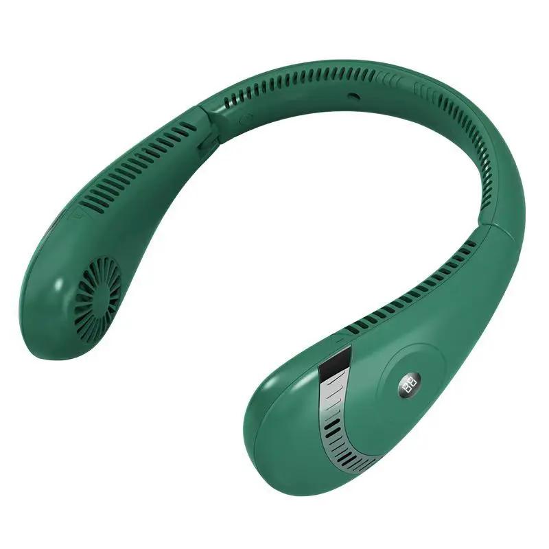 Portable Hanging Neck Fan USB LED Display 5 Gear