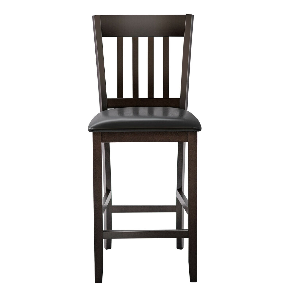 Bar stools 25-in set of 2 DirectDeals with rubber wood legs, dark brown frame, black seats on Tampa Home & Garden Store