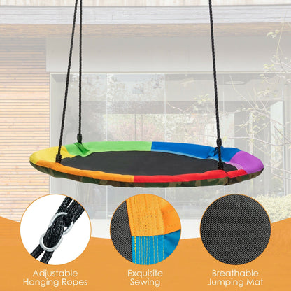 2-pack saucer swing seats with multicolor panels and hanging ropes on Tampa Home & Garden Store