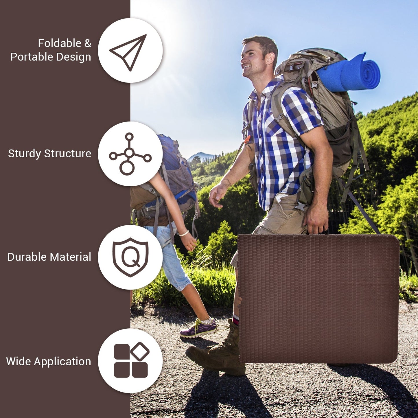 Mesa Plegable Portátil de Ratán de 6 Pies con Asa de Transporte
