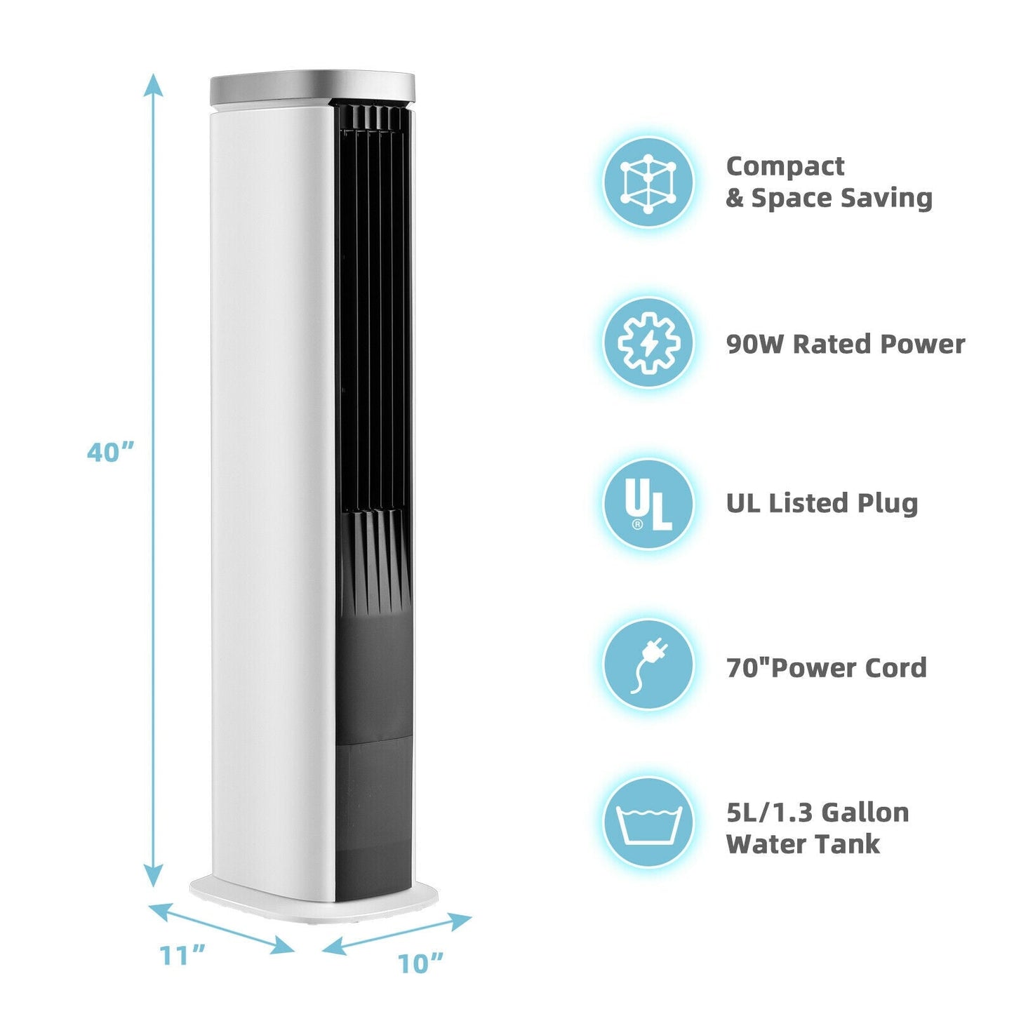 Enfriador de aire evaporativo portátil 3 en 1 con temporizador - Blanco