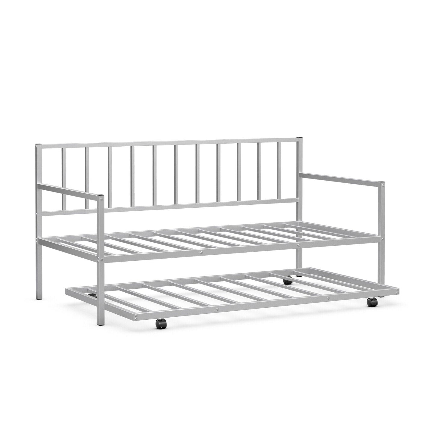 Juego de estructura de diván y nido de tamaño doble, estructura de cama nido - Negro