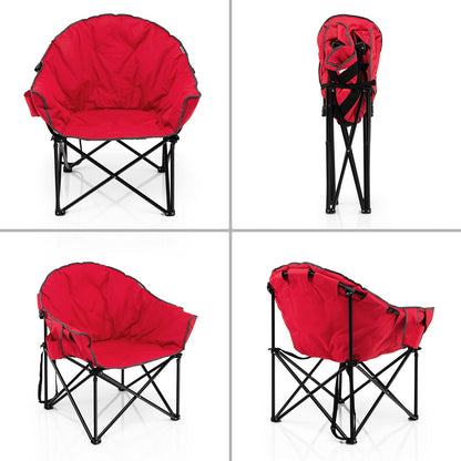 GemGear Folding Camping Moon Padded Chair with Carrying Bag red fabric black steel frame on Tampa Home & Garden Store
