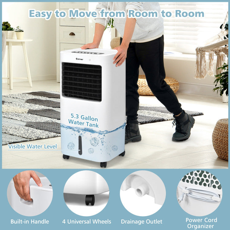 Enfriador de aire 3 en 1: ventilador y humidificador con control remoto