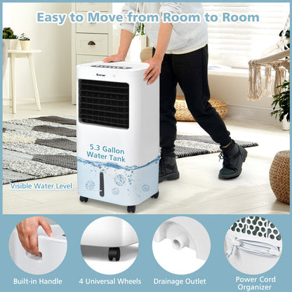 Enfriador de aire 3 en 1: ventilador y humidificador con control remoto