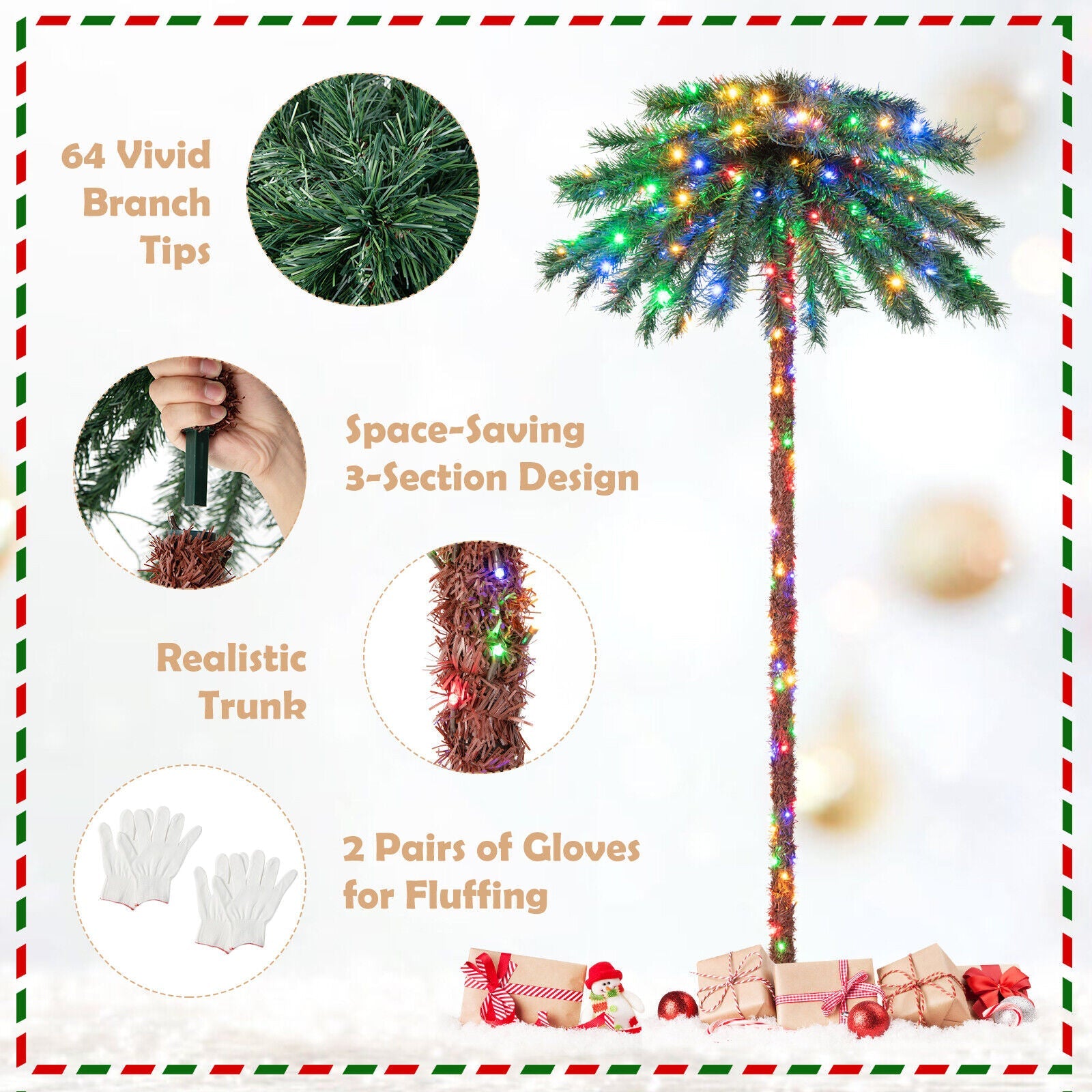 6ft Pre-Lit Artificial Tropical Christmas Palm Tree with 210 Multicolor Lights DirectDeals on Tampa Home & Garden Store