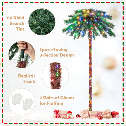 6ft Pre-Lit Artificial Tropical Christmas Palm Tree with 210 Multicolor Lights DirectDeals on Tampa Home & Garden Store
