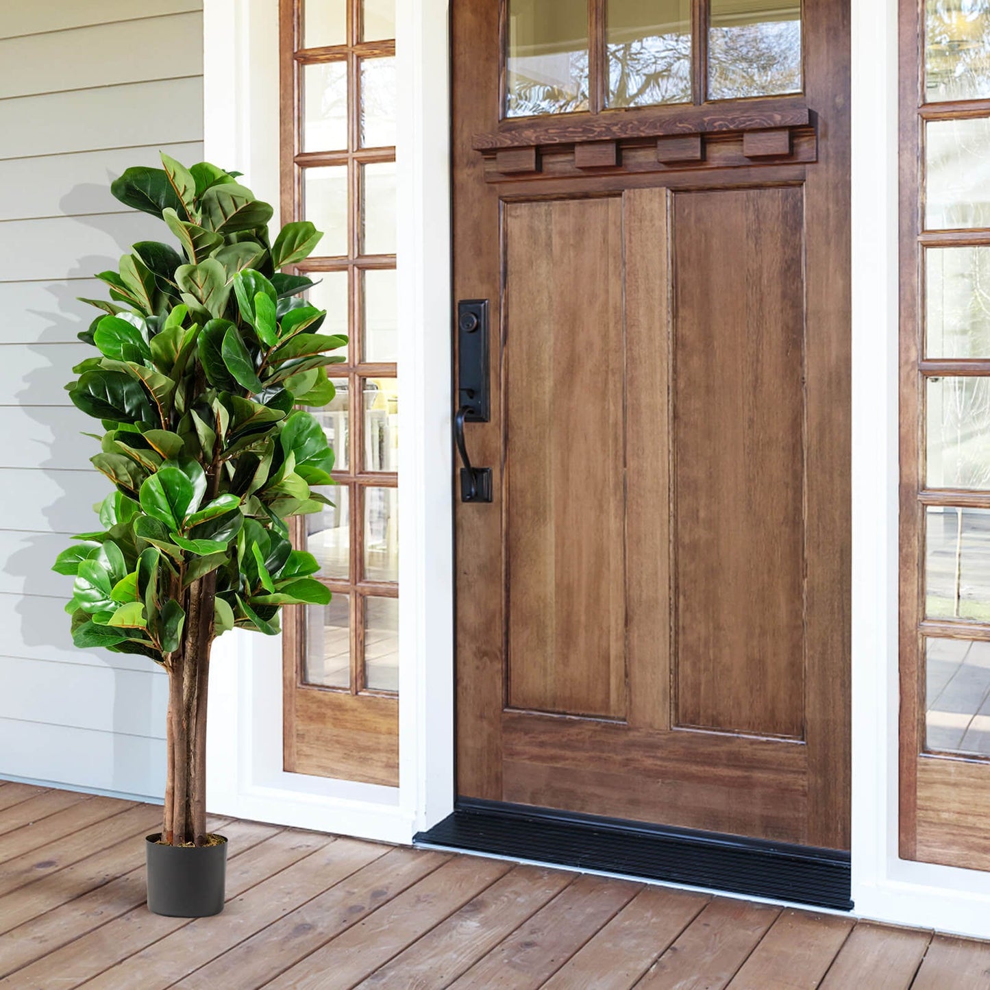 Ficus Lyrata Artificial de 5 Pies Macetero Decorativo