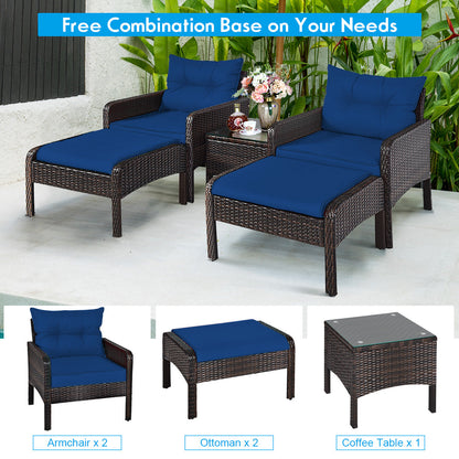 Juego de muebles de sofá de ratán para patio de 5 piezas