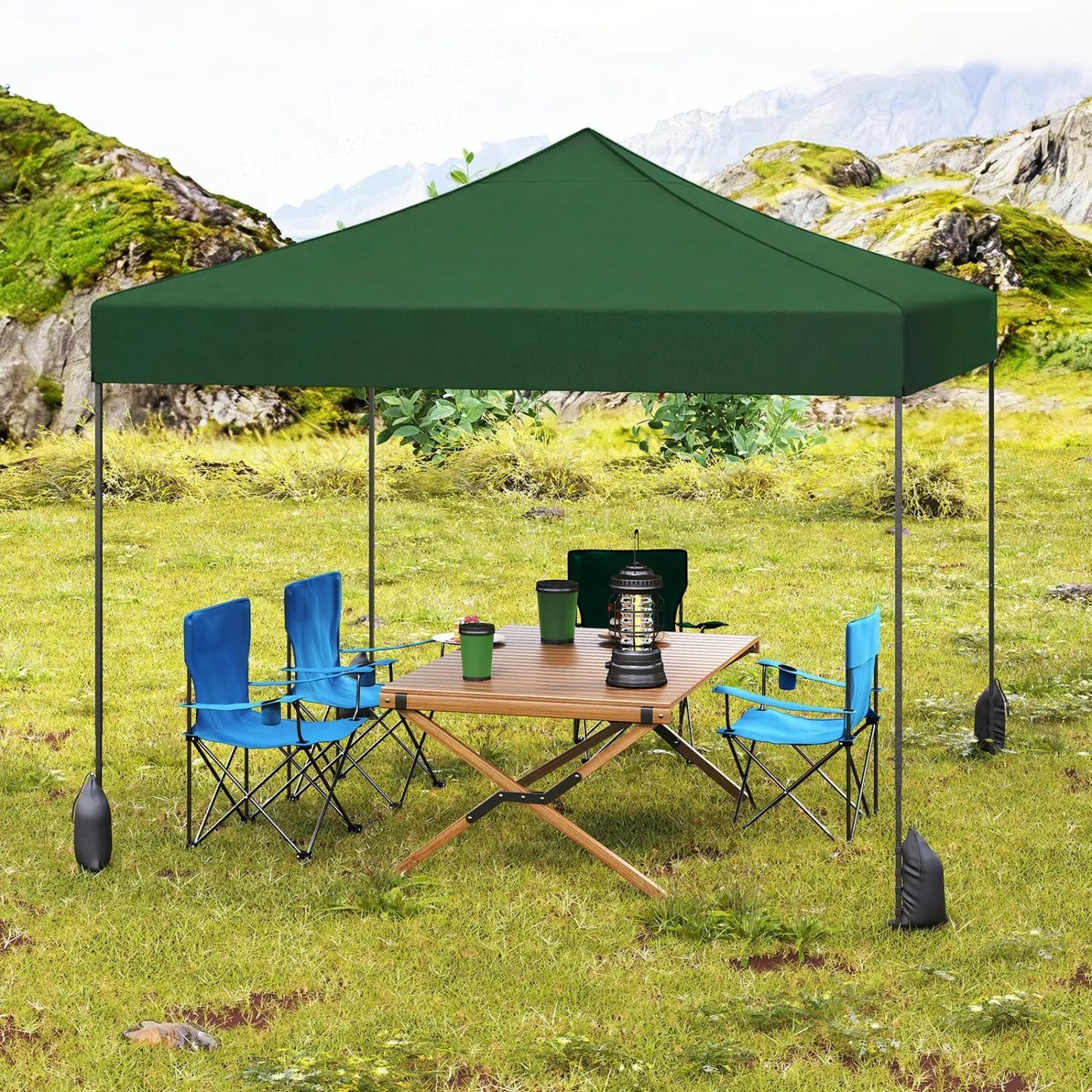 9.5 Ft Pop Up Canopy Tent with Adjustable Heights