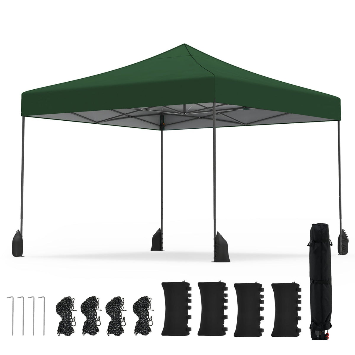 GemGear 9.5x9.5 ft pop up canopy with adjustable heights, green canopy and stakes on Tampa Store on Tampa Home & Garden Store