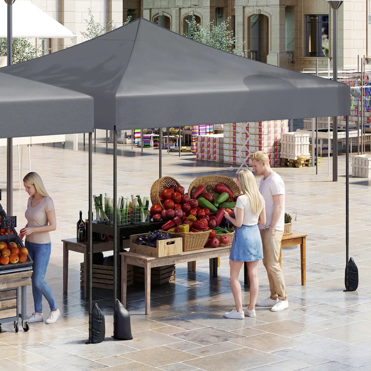 9.5 Ft Pop Up Canopy Tent with Adjustable Heights