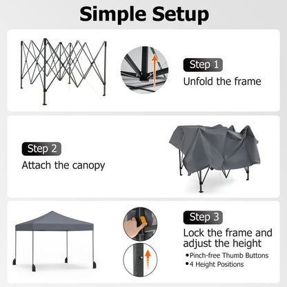 9.5 Ft Pop Up Canopy Tent with Adjustable Heights