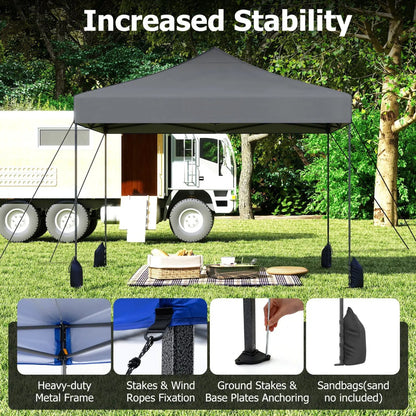 9.5 Ft Pop Up Canopy Tent with Adjustable Heights