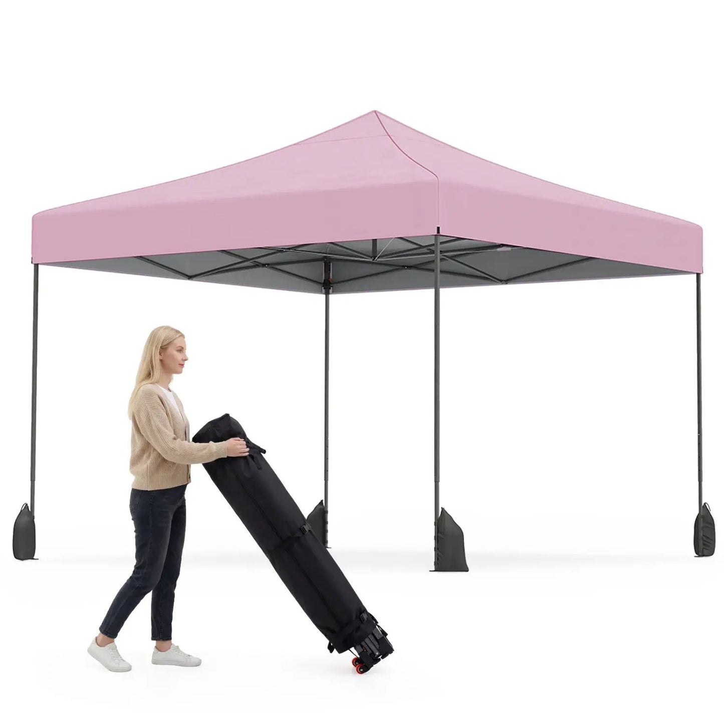 9.5 Ft Pop Up Canopy Tent with Adjustable Heights