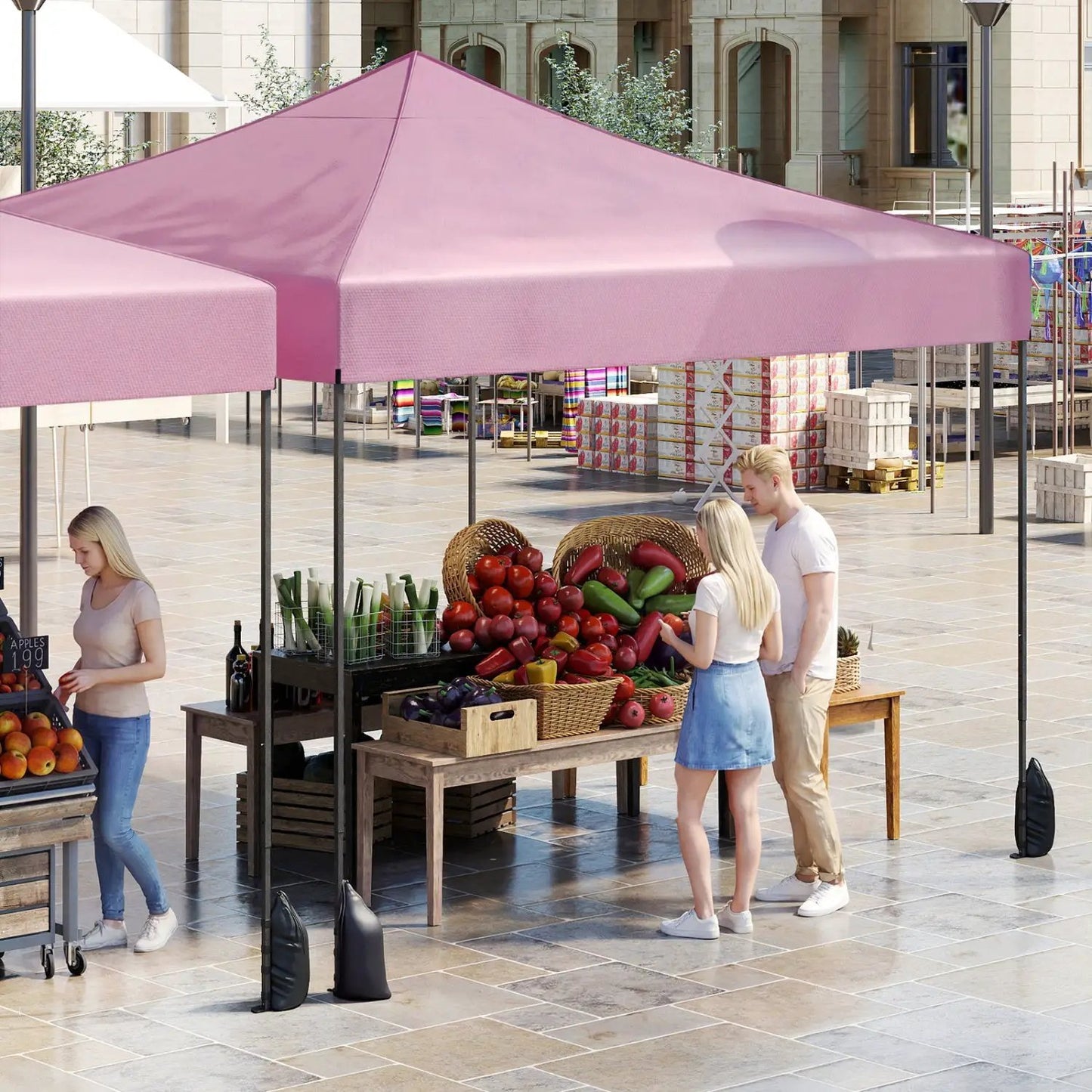 9.5 Ft Pop Up Canopy Tent with Adjustable Heights