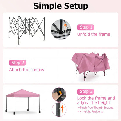 9.5 Ft Pop Up Canopy Tent with Adjustable Heights