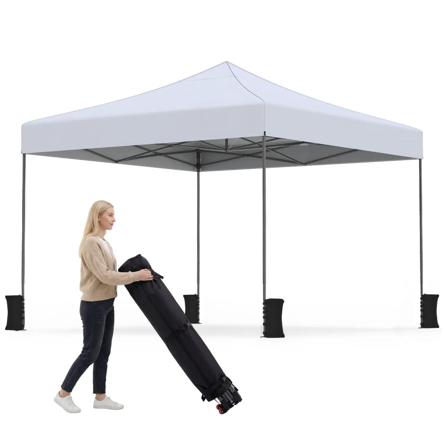 9.5 Ft Pop Up Canopy Tent with Adjustable Heights