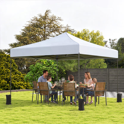 GemGear 9.5x9.5 ft pop up canopy tent with adjustable heights, white canopy over dining on Tampa Home & Garden Store