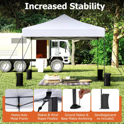 9.5 Ft Pop Up Canopy Tent with Adjustable Heights