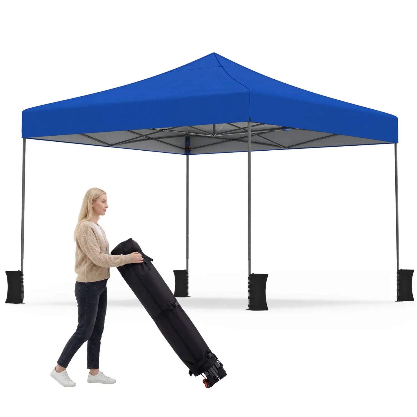 9.5 Ft Pop Up Canopy Tent with Adjustable Heights