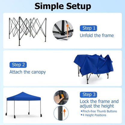 9.5 Ft Pop Up Canopy Tent with Adjustable Heights