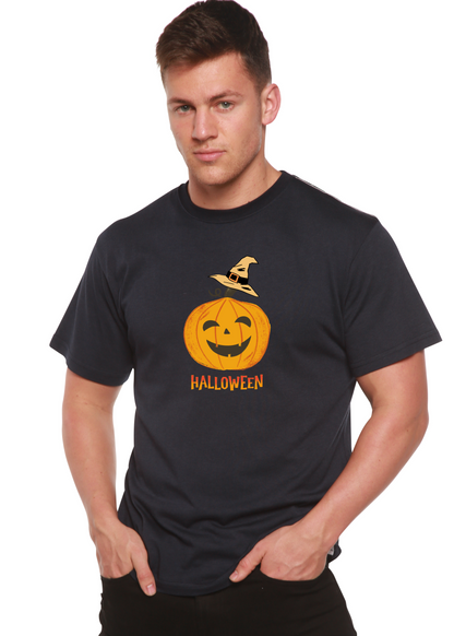Halloween Pumpkin unisex T-shirt navy bamboo viscose/organic cotton by Spun Bamboo on Tampa Home & Garden Store