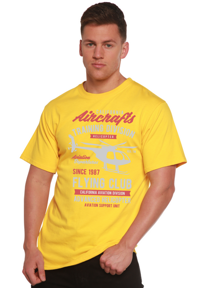 Men's yellow California Aircraft graphic tee, bamboo viscose/organic cotton, short sleeve on Tampa Home & Garden Store