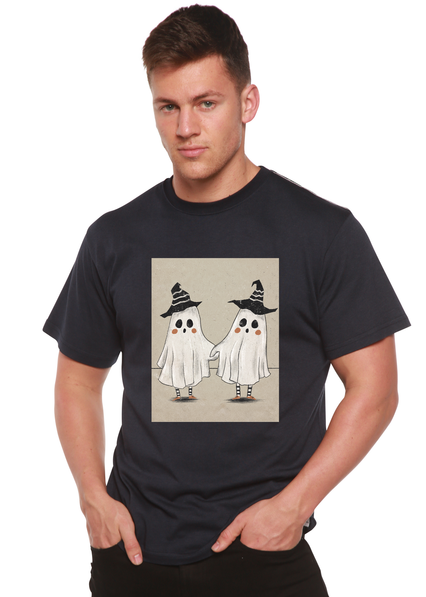 Cute Ghost black bamboo viscose/organic cotton short sleeve graphic tee by Spun Bamboo on Tampa Home & Garden Store