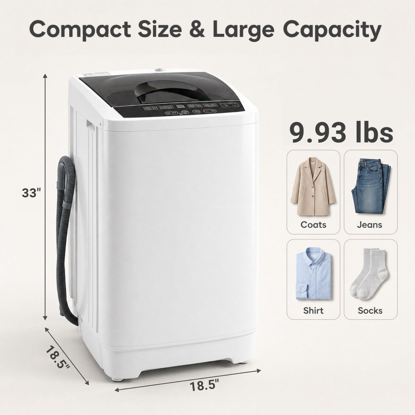 Washing machine DirectDeals, compact 18.5 inches wide, 8 programs, full auto on Tampa Home & Garden Store