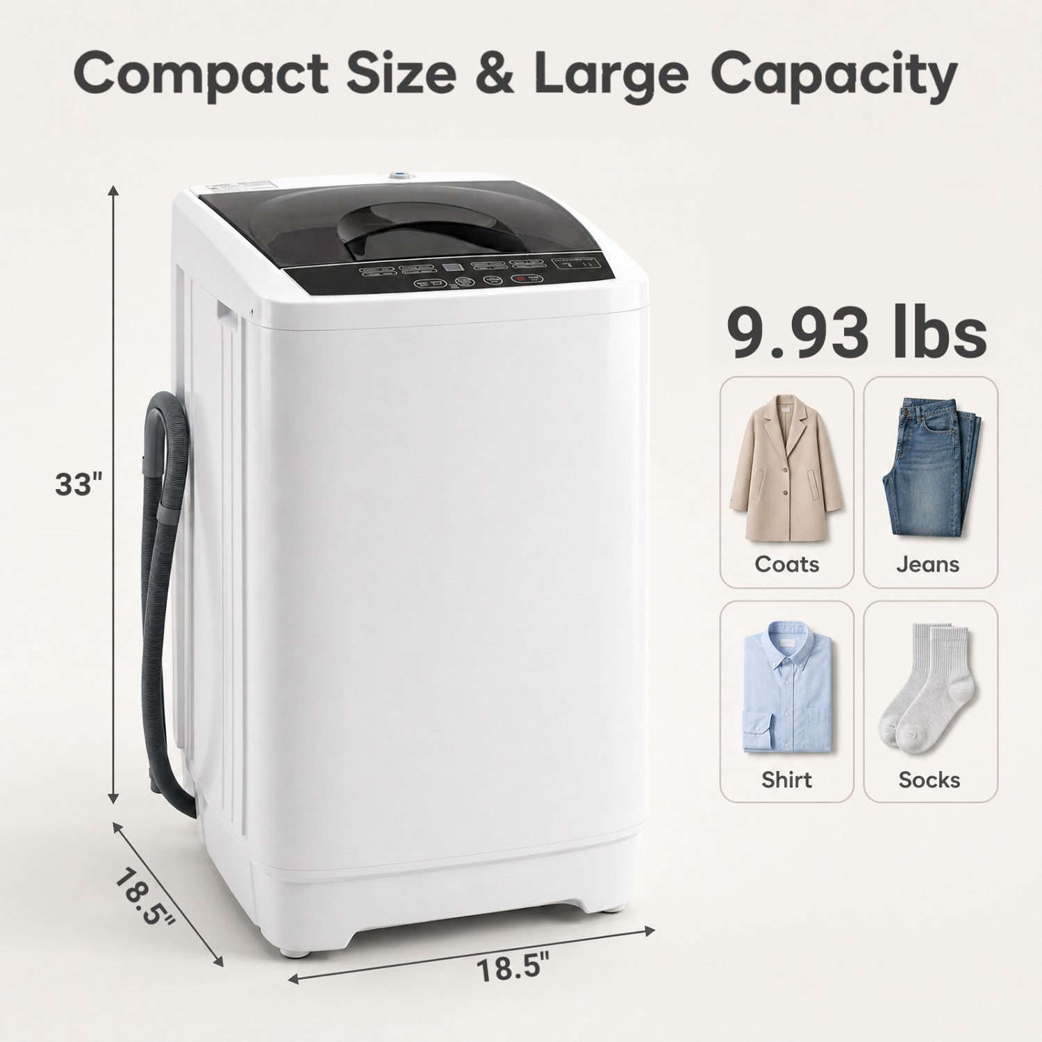 Washing machine DirectDeals, compact 18.5 inches wide, 8 programs, full auto on Tampa Home & Garden Store