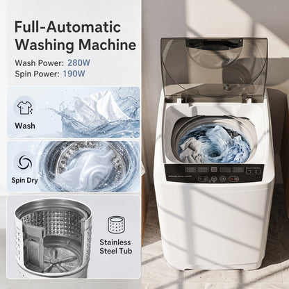 DirectDeals 9.93 lbs Full Automatic Washing Machine with 8 Programs, white top-load on Tampa Home & Garden Store