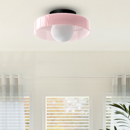 Modern LED Ceiling Light Moktan Sabai pink circular ring with white globe on Tampa Home & Garden Store