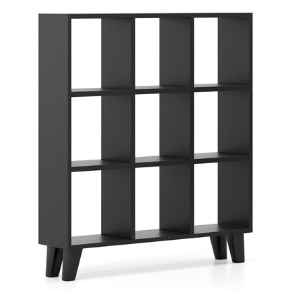 Estantería de 9 cubos con 6 estantes extraíbles y patas de soporte elevadas - Marrón