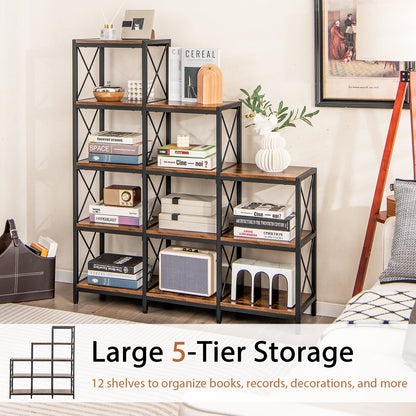 9-Cubes Bookcase with carbon steel frame in rustic brown DirectDeals on Tampa Home & Garden Store