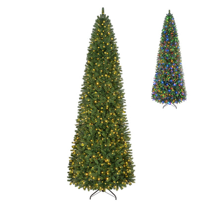 9 ft pencil Alpine Christmas tree with 550 dual-color LEDs DirectDeals two-view display on Tampa Home & Garden Store